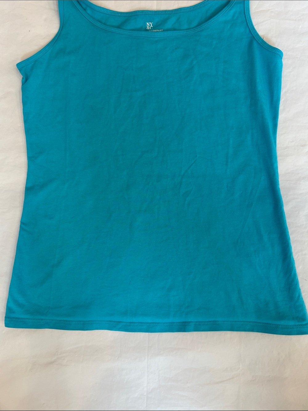 New York & Company Teal Slim-Strap Tank Top - Picture 4 of 9